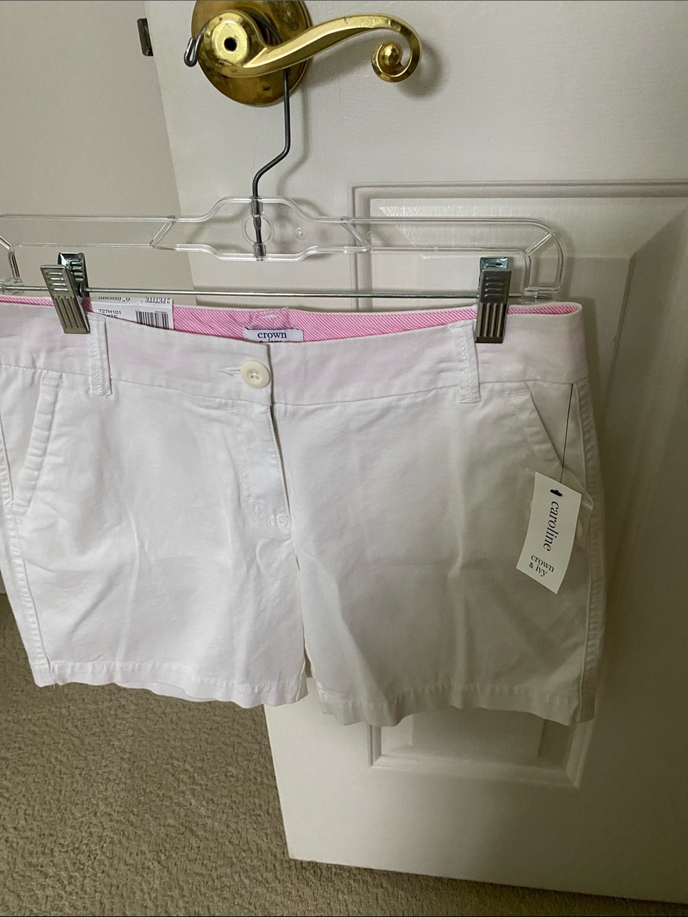 NWT Crown & IvyWhite High-Rise Shorts with Pink Waistband